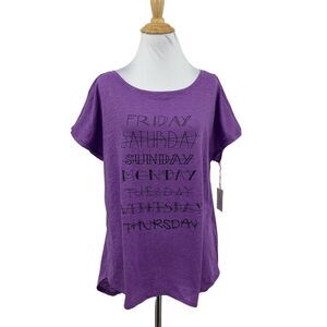Jasmine & Ginger Shirt Womens L Large Purple Short Sleeve Friday Lounge Soft Tee